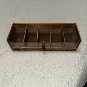 Casanero Wood Finish Tea Bag Organizer with Clear Lid
